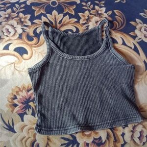 Gray Ribbed Women's Tank Top